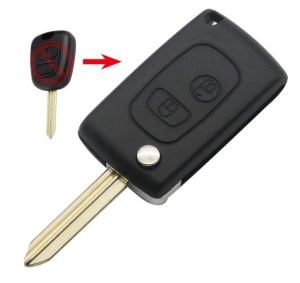 Carcasa cheie auto transformatoare in flip 2 butoane cu lama SX9 pentru Citroen Saxo Xsara Picasso Berlingo 1999-2008 vedere inclinata