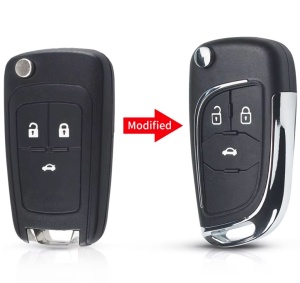 Carcasa cheie auto transformatoare Techstar cromata cu 3 butoane – compatibila Opel & Chevrolet Astra, Corsa, Cruze, Captiva, Aveo