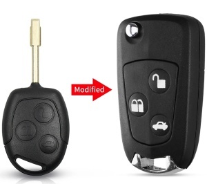 Carcasa cheie auto transformatoare tip briceag, Techstar, compatibila cu Ford Mondeo, Focus, Fiesta, 3 butoane modificat