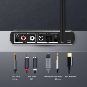 conectare transmitator receptor audio bluetooth techstar ot16 la sistem audio si tv