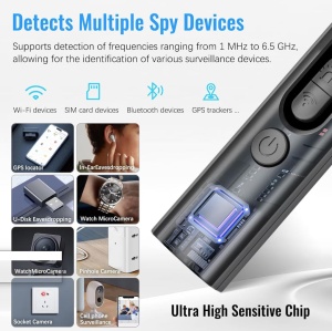 Detector anti-spionaj Techstar T15 cu 6 niveluri de sensibilitate pentru localizarea surselor de semnal