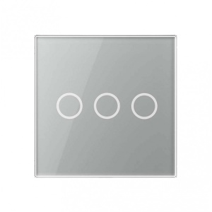 Intrerupator Techstar gri cu trei zone tactile si iluminare LED