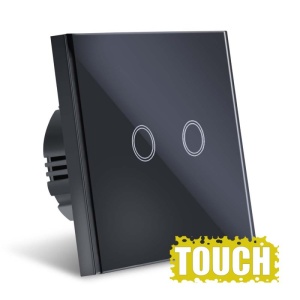 intrerupator touch negru cu led si doua butoane tactile