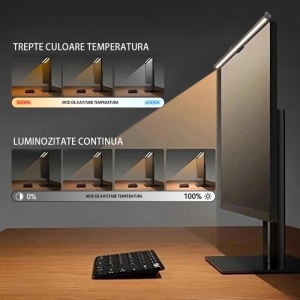 Lampa LED Techstar PMGD001 montata pe monitor birou