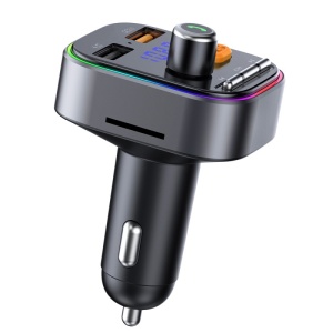 Modulator FM Techstar® T48Q, Bluetooth 5.0, Bass Boost, Voltaj Baterie, USB, QC 3.0, MicroSD, RGB - Img 2