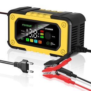 Incarcator auto Foxsur 7A cu cabluri rosii si negre