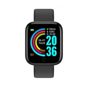 Resigilat Ceas Smartwatch Techstar® Y68, 1.30 inch IPS, Bluetooth 4.0, Monitorizare Puls, Tensiune, Alerte Sedentarism, Hidratare, Negru - Img 1