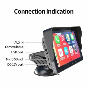 Resigilat Sistem Multimedia Techstar® Apple Carplay/Android, Ecran tactil, 7 inch 1080P Full HD, Bluetooth, Mirror Link/card TF/USB/AUX, Negru - Img 2