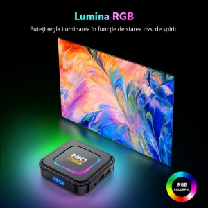 Resigilat TV Box Techstar® HK1 K8 RK3528 Smart Media Player, 8K, RAM 4GB, ROM 64GB, Bluetooth 5.0, Android 13, RK3528 Quad Core ARM Cortex-A53, Culori RGB Programabile, Telecomanda IR, Negru - Img 11