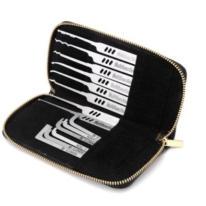 Set 14 Piese Instrumente Lacatuserie Lock Picking, 8 Unelte de Precizie si 6 Chei de Tensionare, Otel Inoxidabil, Trusa pentru Lacate si Incuietori, Husa cu Fermoar - Img 5