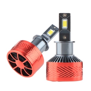 bec led auto techstar p14 h3 vedere frontala cu radiator aluminiu