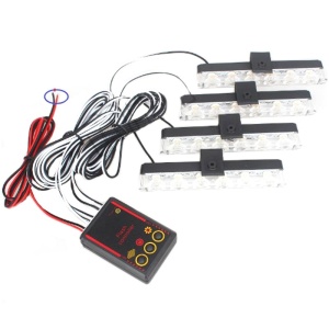 Set 4x6 Lumini LED Tip Stroboscop De Avertizare Flash Rosu si Albastru Alimentare 12V - Img 4