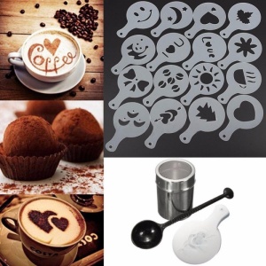 Set Sita pentru decorat cafeaua din inox + 16 forme - Img 6