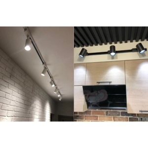 sina aluminiu neagra cu spoturi LED Techstar Tracklights tip L 20W in showroom