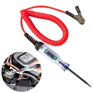 Tester electric auto cu afisaj digital 5–120V DC, sonda metalica, clema crocodil, cablu spiralat, pentru instalatia electrica auto/moto/camioane - Img 9
