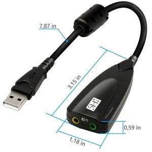 Adaptor audio USB cu doua iesiri jack 3.5mm microfon si casti cu etichete