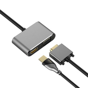 Adaptor multifunctional 2 in 1 Techstar DJ2IN1 USB-C la HDMI 4K si VGA 1080P