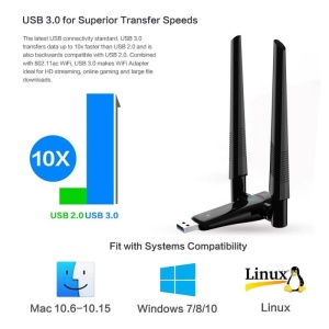Pachet adaptor wireless AX1800 Techstar cu suport si cablu USB