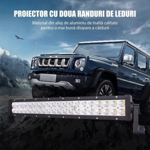 Bara Proiectoare LED Auto Offroad Techstar® Tch2, Putere Reala 24W, 12V-24V, 6000K, IP67, 36 cm, Flood Beam, Negru - Img 2