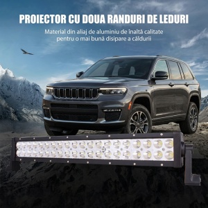 Bara Proiectoare LED Auto Offroad Techstar® Tch3, Putere Reala 40W, 12V-24V, 6000K, IP67, 59 cm, Flood Beam, Negru - Img 7