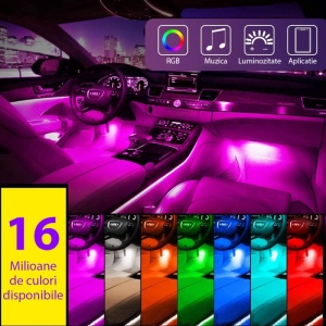 Benzi Led Auto Techstar®, MultiColore, RGB, 12 Leduri x 4 Benzi, Control Aplicatie, Bluetooth, Android - Img 7