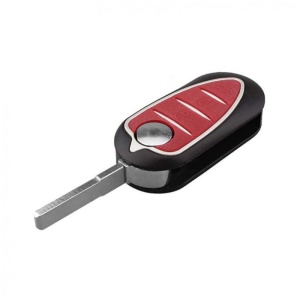 Cheie auto Alfa Romeo 3 butoane cu lama metalica si carcasa rosie