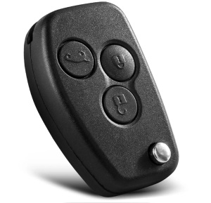 Carcasa cheie auto Techstar briceag flip NE72 3 butoane compatibila Dacia Renault - vedere oblica fata cu butoane