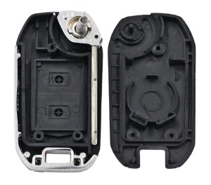 Carcasa cheie auto Techstar transformatoare upgrade flip 2 butoane cu lama HU100 compatibila Opel Corsa Astra Meriva Zafira vedere interior fata si spate
