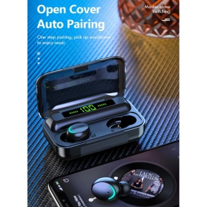 Casti F9 Smart Techstar®, Wireless, Bluetooth V5.0, SplashResistent, Touch, iOS, 1200mAh, Android, Negru - Img 8