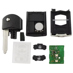 Cheie auto completa cu telecomanda Techstar compatibila cu Mazda 2, 3, 6, CX-7, CX-9, RX-8, 2 butoane, 433 MHz, chip 4D63, lama inclusa, componente