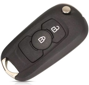 Cheie auto completa cu telecomanda Techstar compatibila cu Opel Astra K, Vauxhall Astra K, Buick Verano, Excelle GT, 2 butoane, 433 MHz, ID46, PCF7941E, lama inclusa, vedere inclinata