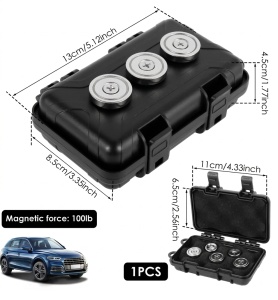 Cutie magnetica Techstar pentru cheie auto, dimensiuni 13 x 8.5 x 4.5 cm, cu 3 magneti