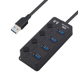 Hub USB Techstar HUBA0701 cu cablu integrat si indicator LED pentru fiecare port