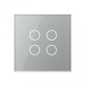Intrerupator Techstar gri cu patru zone tactile si iluminare LED