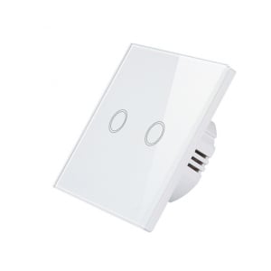 intrerupator touch alb cu doua butoane tactile iluminare led