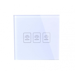 10. Panou frontal intrerupator touch Techstar TG02 alb cu trei zone tactile LED