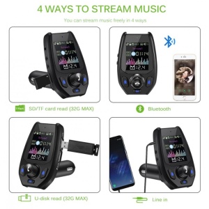 Modulator FM Transmitator Auto Techstar® Onever, Bluetooth 4.0, Wireless, Mp3 Player 3.1A 2xUSB Charger - Img 4