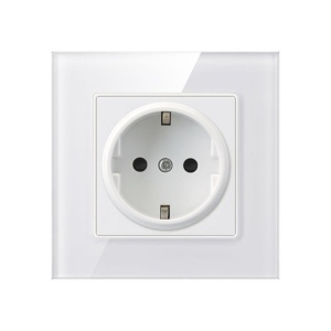 Priza Techstar® Crystal TS1, Sticla Securizata, Simpla, Culoare Alb Frost, 16A