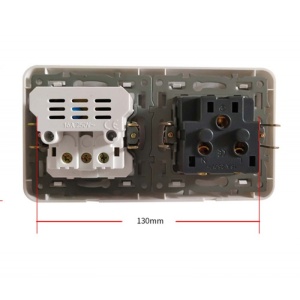 priza Techstar PCU2 alba spate mecanism si conexiuni electrice