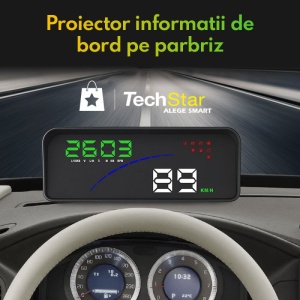 proiector hud techstar p9 proiectare viteza pe parbriz in mers