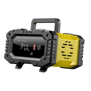 Redresor auto digital Foxsur 12V 24V 10A cu ecran LED galben-negru