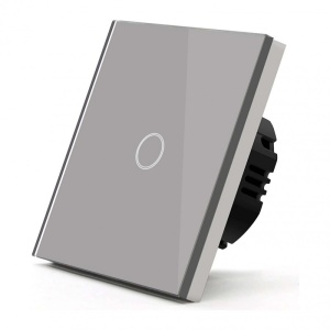 Resigilat Intrerupator Touch Techstar®, Sticla Securizata, Design Modern, Iluminare LED, 1 Faza, Gri - Img 1