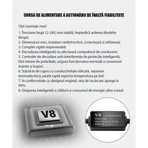 Set 2 LED-Uri Auto Techstar® V8, H3, 120W, 12-24V, 15000 Lumeni, 6000K, Unghi Fascicul 360°, CSP 3570, Canbus, Radiator Aluminiu, Racire Cooling Tech, Argintiu - Img 13
