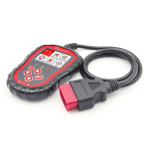Tester OBD2 T41 – dispozitiv rosu cu ecran si butoane de control