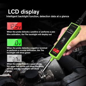 Tester electric P60 in utilizare cu cabluri conectate la baterie