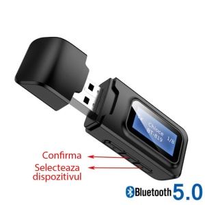 adaptor audio bluetooth techstar ot07 cu afisaj lcd si port usb