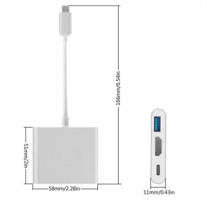 Hub USB-C multifunctional Techstar ZFZ3IN1 cu HDMI 4K si incarcare rapida PD