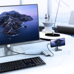 Adaptor multifunctional 7 in 1 USB-C la HDMI Techstar® CYC7IN1B, HDMI 4K, LAN RJ45 Ethernet, 1 x USB 3.0, 1 x USB 2.0, Cititor De Carduri SD/TF, PD Port, Gri - Img 7