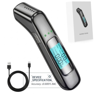 Alcooltest Digital Portabil Techstar, Fara Contact, LCD, 5s, 0.000-0.199% BAC, Senzor de Inalta Precizie, Reincarcabil USB