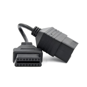 Cablu scurt adaptor Toyota 17 pini la OBD2, detaliu conectori negri